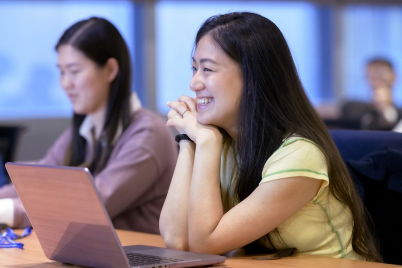 Vivian Kuan (in yellow) and Lucia Wang, GSK Graduate Students